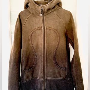 Scuba hoodie in Kahki with black ombré edges